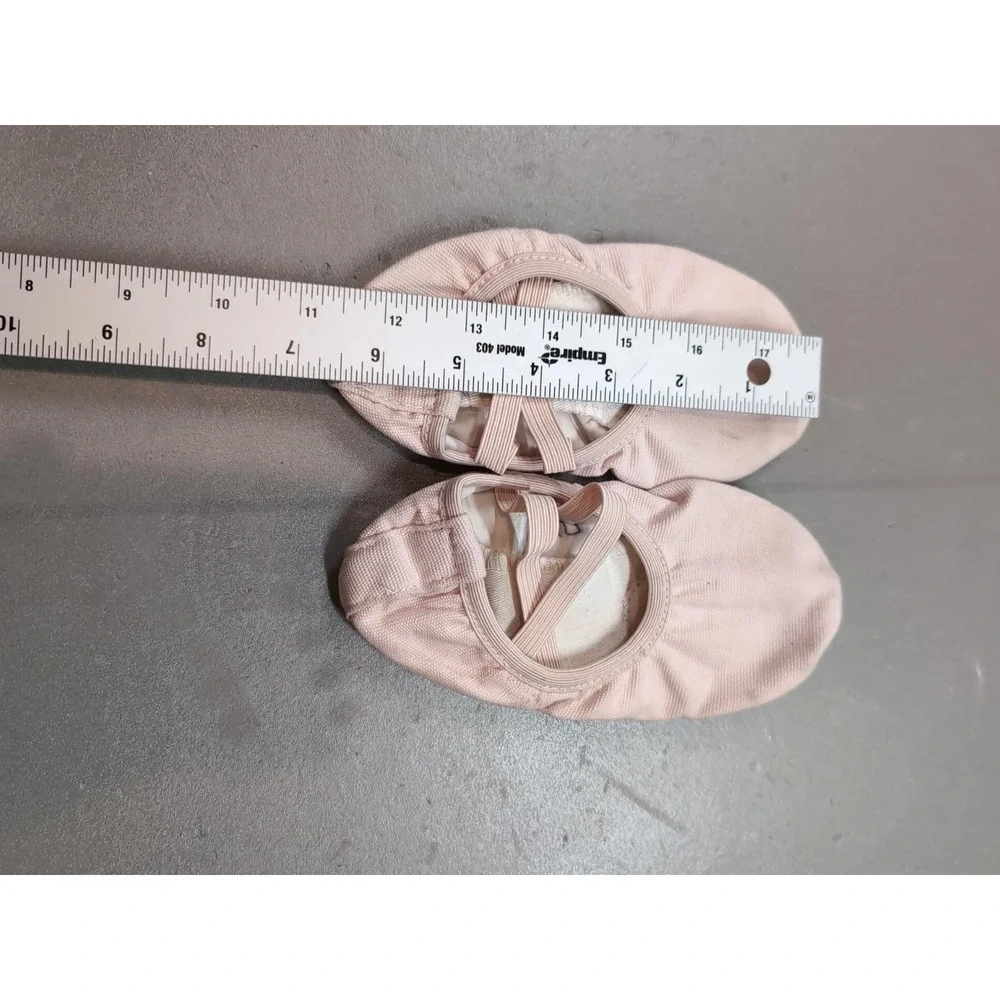 Pink Canvas Ballet Dance Shoes Split Sole Slippers Criss Cross Straps 6in